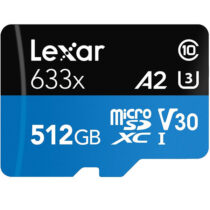 کارت حافظه‌ microSDHC لکسار مدل 633X همراه با آداپتور SD ظرفیت 512گیگ
