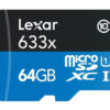 کارت حافظه‌ microSDHC لکسار مدل 633X همراه با آداپتور SD ظرفیت 64گیگ