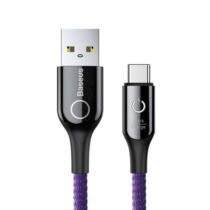 کابل شارژ C-shaped Light Intelligent power-off Cable USB For Type-C 3A 1M باسئوس