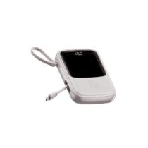 پاوربانک بیسوس ۱۰۰۰۰ میلی آمپر کابل متصل لایتنینگ Baseus QPow Digital Display Power Bank Iphone سفید